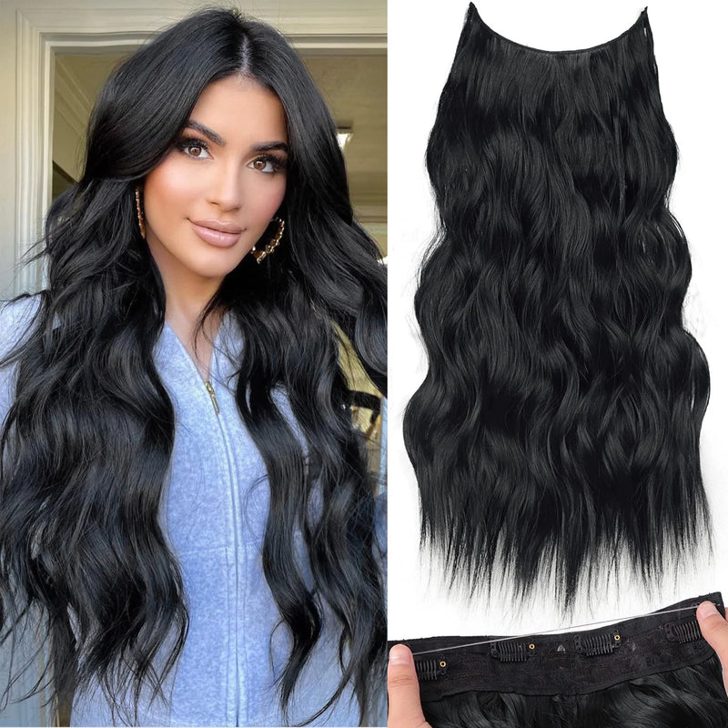 Aplique extensão - Dona Linda - 55cm de cabelo natural sintético com fio invisível e 4 clipes