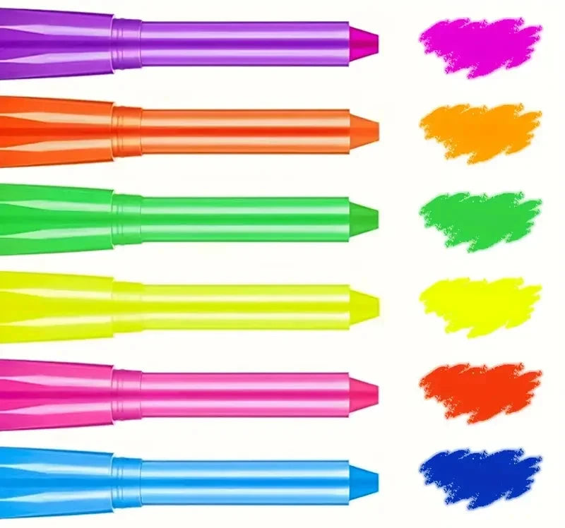 Kit Canetas Neon brilha sob luz UV - Veronni - para rosto e corpo ideal para Carnaval, Halloween, Festas a fantasia