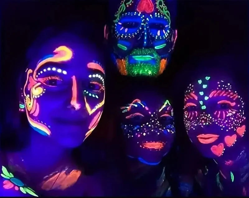 Kit Canetas Neon brilha sob luz UV - Veronni - para rosto e corpo ideal para Carnaval, Halloween, Festas a fantasia